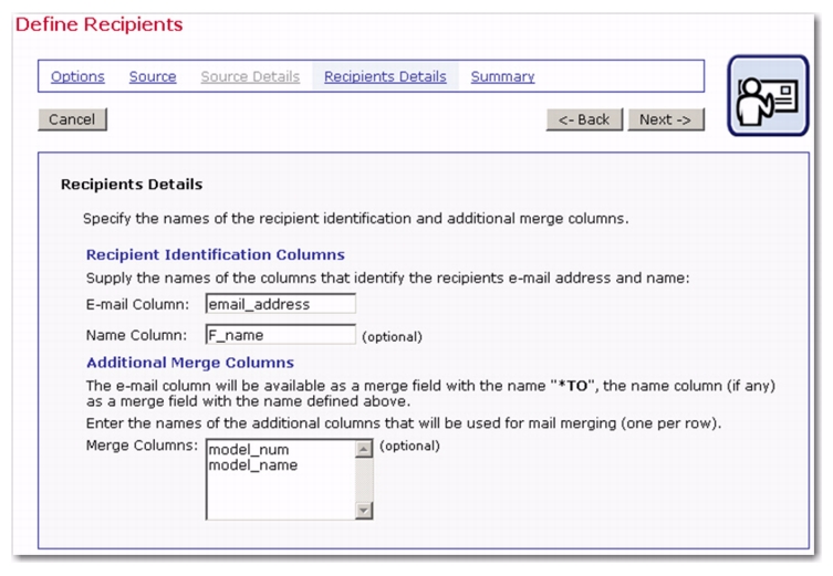 Defining Recipients of an Email Job